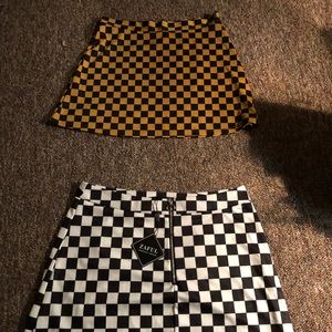 Checkered pattern mini skirt
